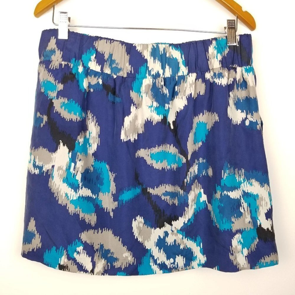 Ann Taylor Loft Medium Silk Mini Skirt‎ Blue Ikat